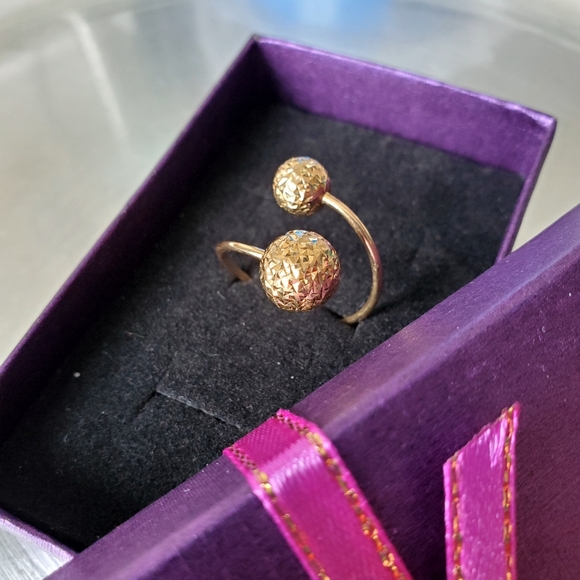 18k Solid Yellow Gold Spiral Cuff Ring Size 6 - Picture 4 of 6